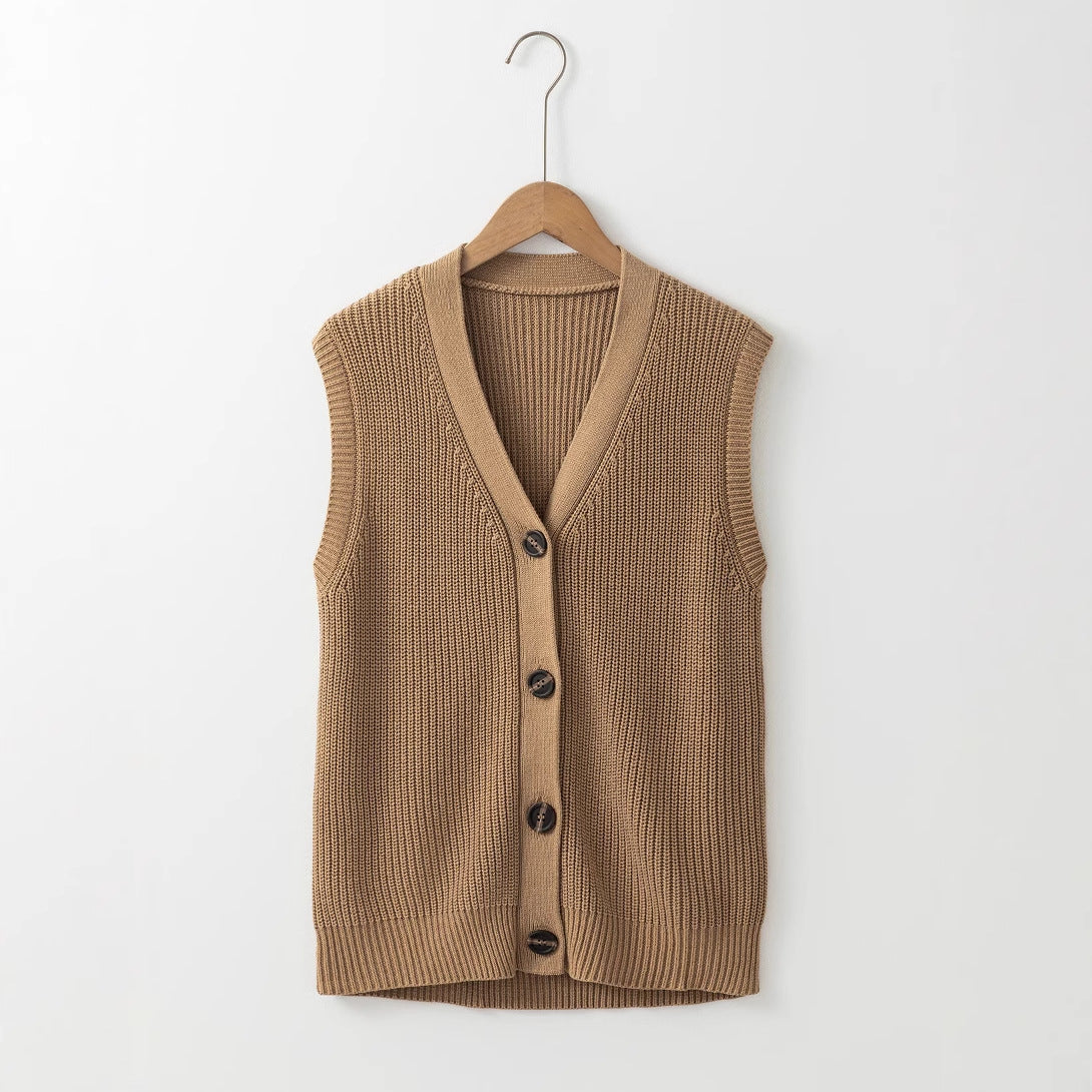 Fashionable All-matching Knitted V-neck Vest Women