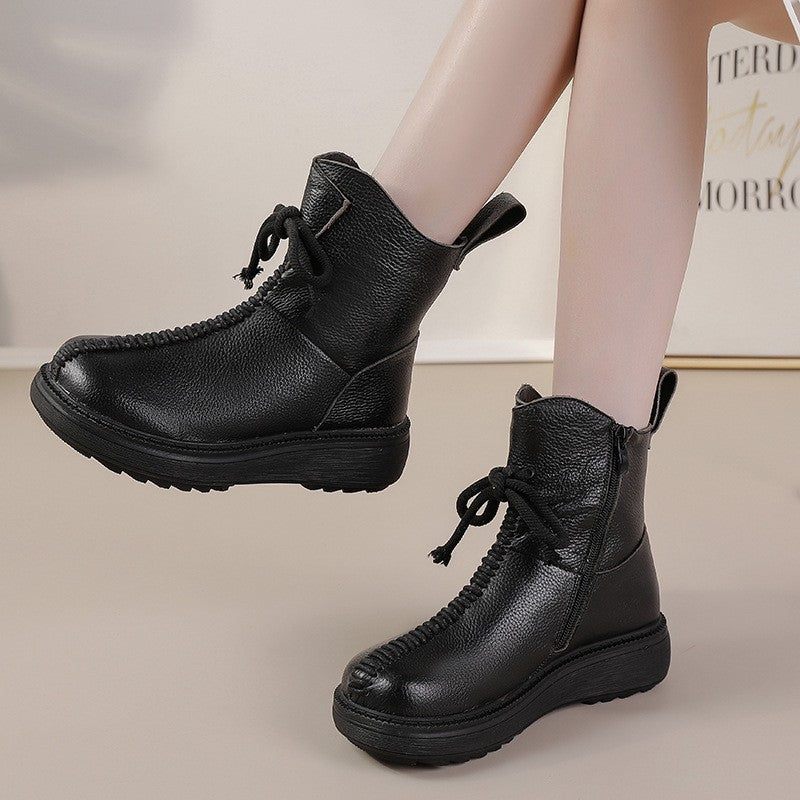 Women's Cowhide Platform Boots