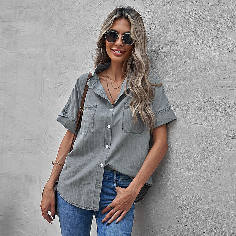 Casual All-matching Lapel Simple Shirt
