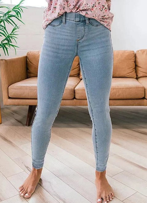 Lady's Stretch Waist Slim Fit Skinny Pants