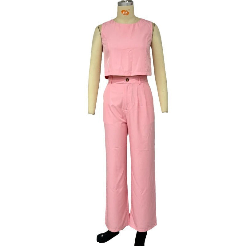 Sleeveless Vest Trousers Suit