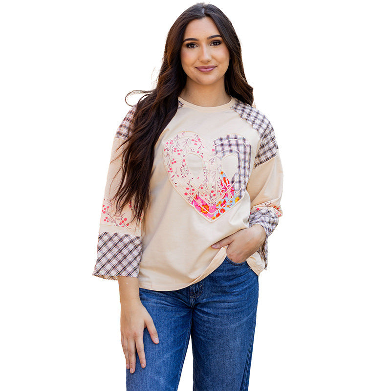 Round Neck Pullover Women Printed Loose Sweatshirt