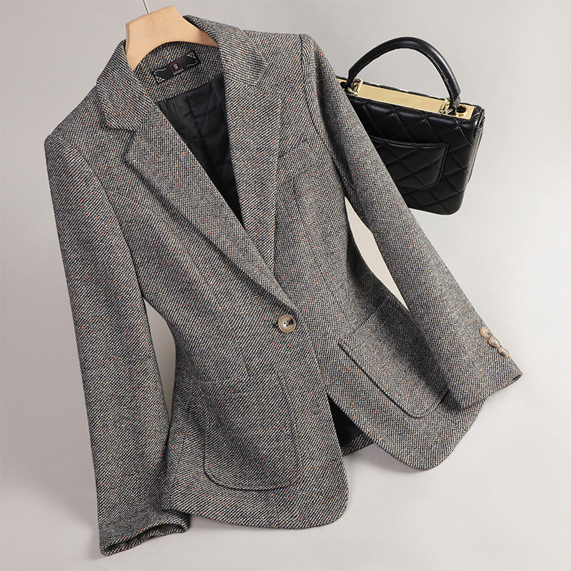Women's Woolen Quilted Suit Jacket