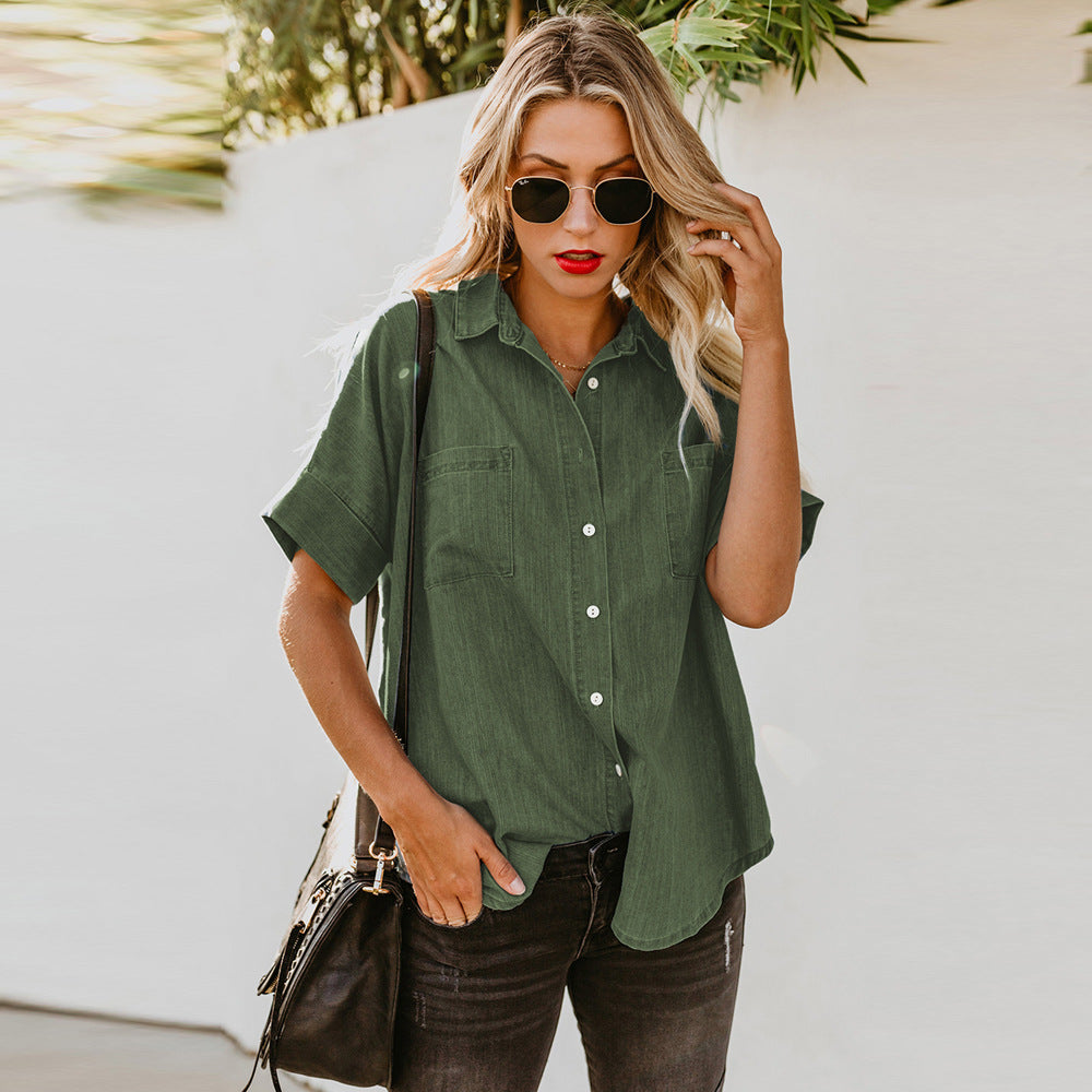 Casual All-matching Lapel Simple Shirt