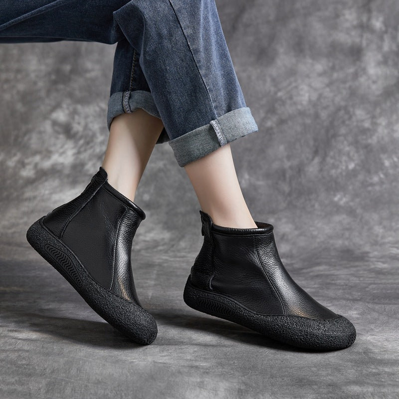 Cowhide Leisure Ankle Boots