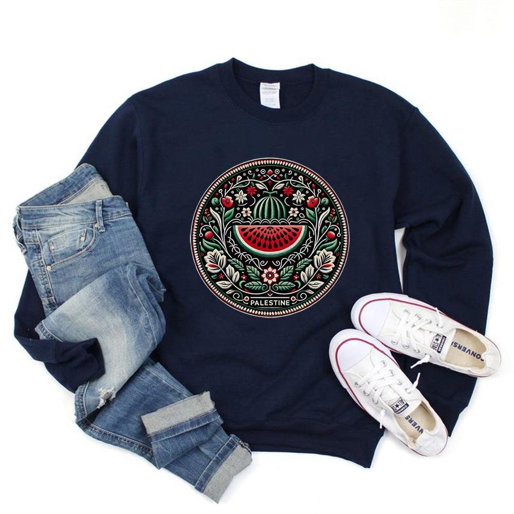 Cartoon Casual Watermelon Pattern Sports Sweater