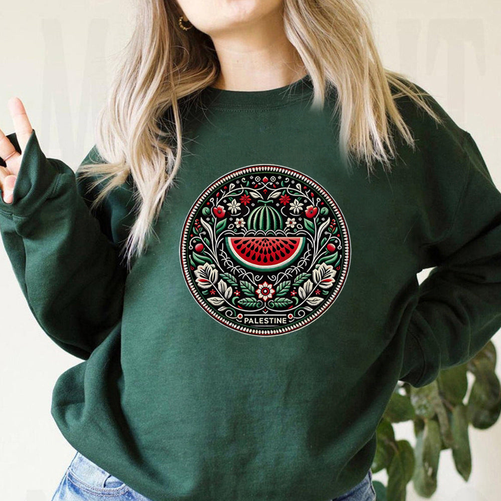 Cartoon Casual Watermelon Pattern Sports Sweater