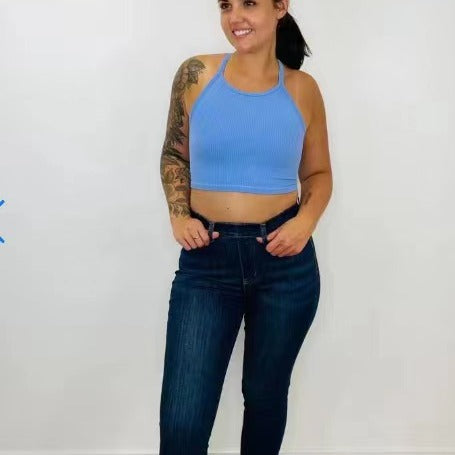 Lady's Stretch Waist Slim Fit Skinny Pants