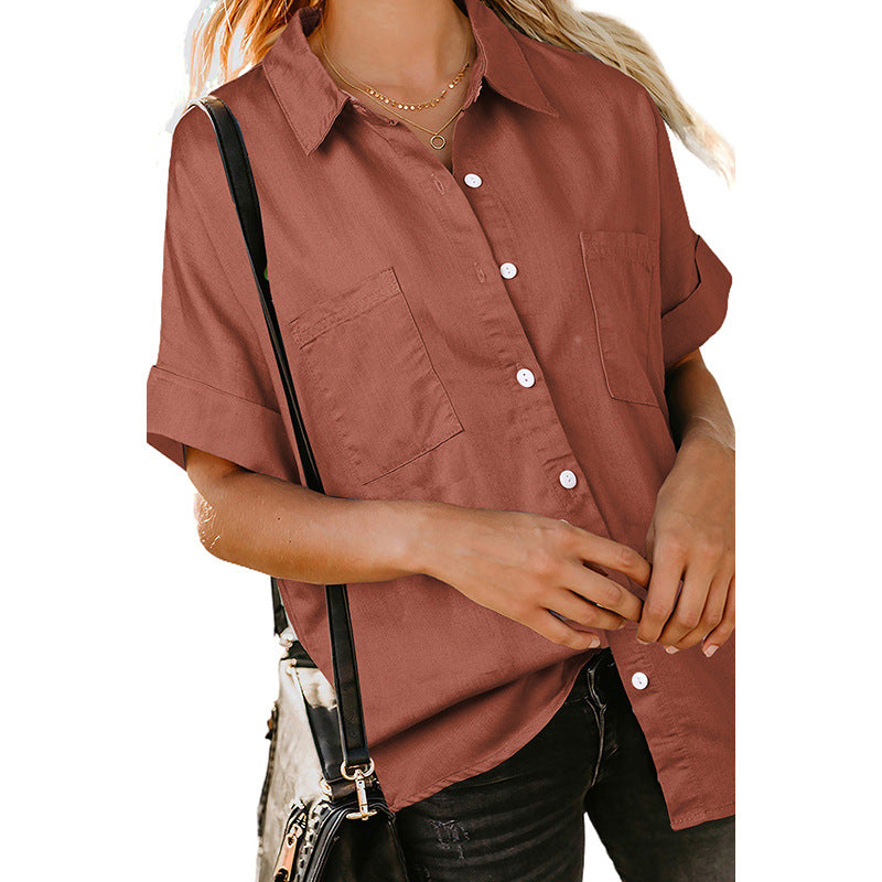 Casual All-matching Lapel Simple Shirt