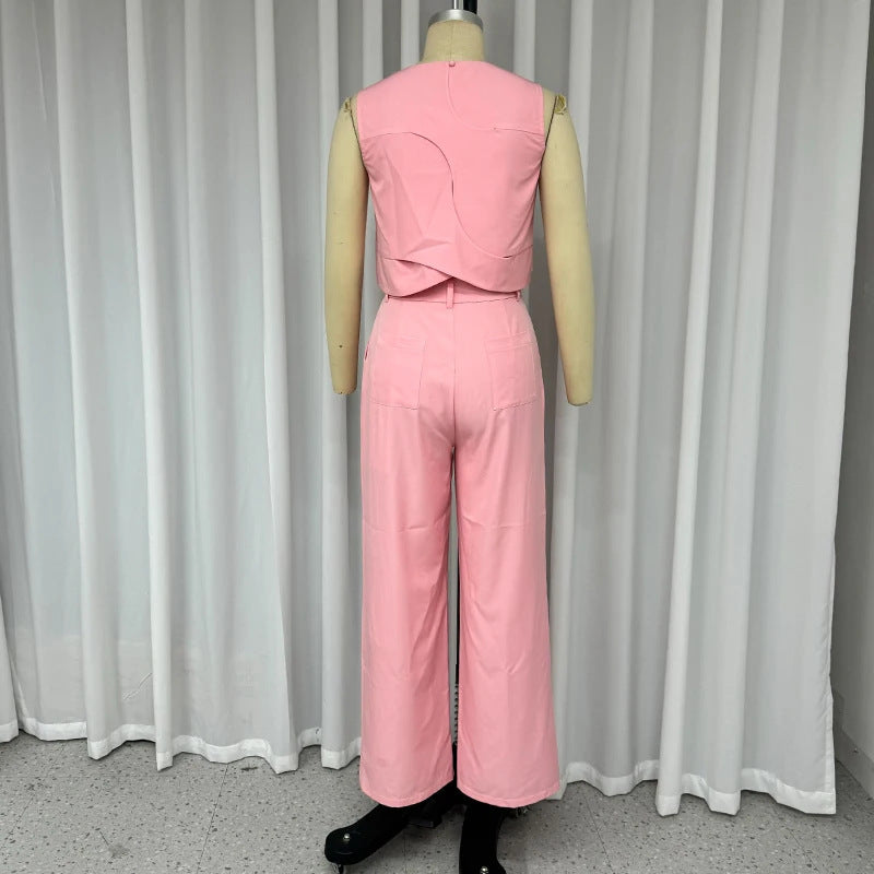 Sleeveless Vest Trousers Suit