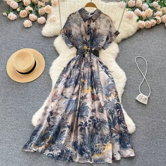 French Minority Elegant Printed Dress