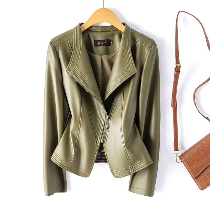 Women's Short Slim Leather Jacket