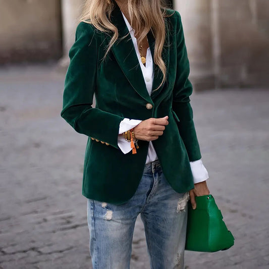 Gold Velvet Elegant Slim Fit Coat