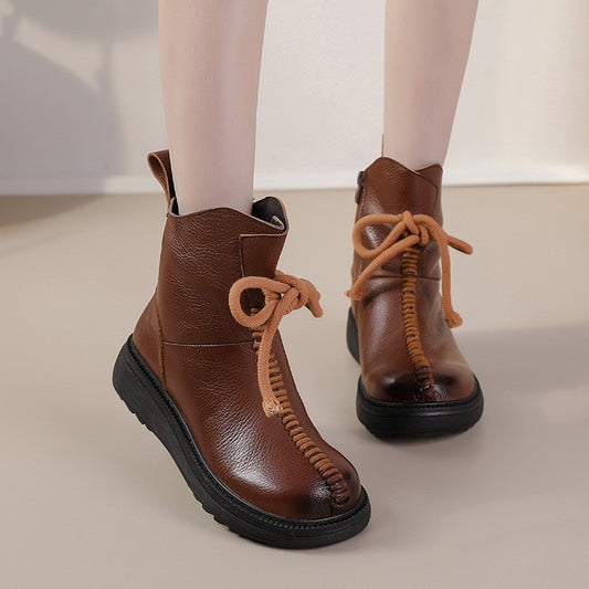 Women's Cowhide Platform Boots
