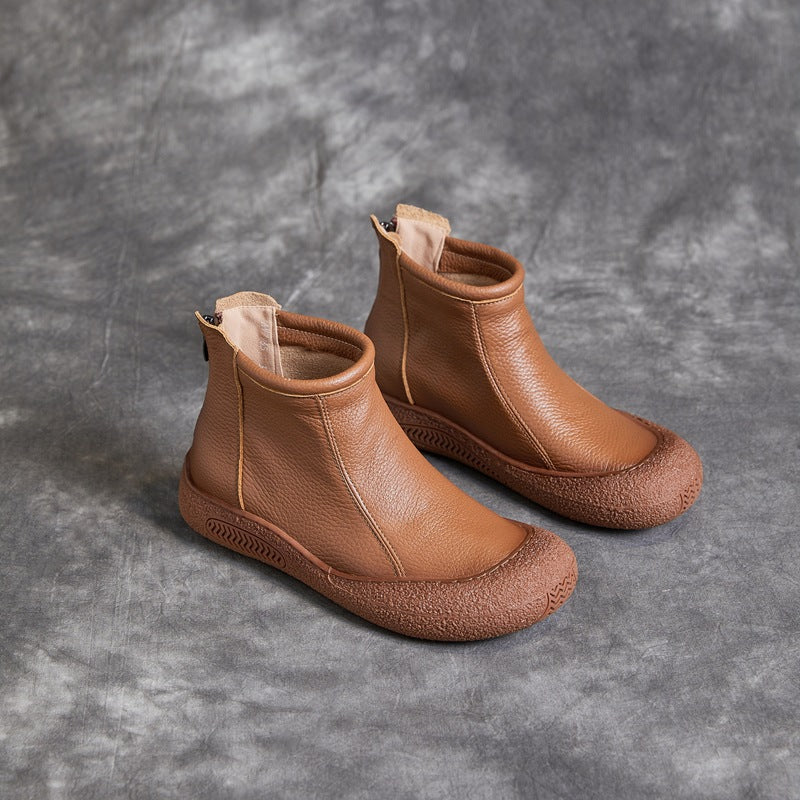 Cowhide Leisure Ankle Boots