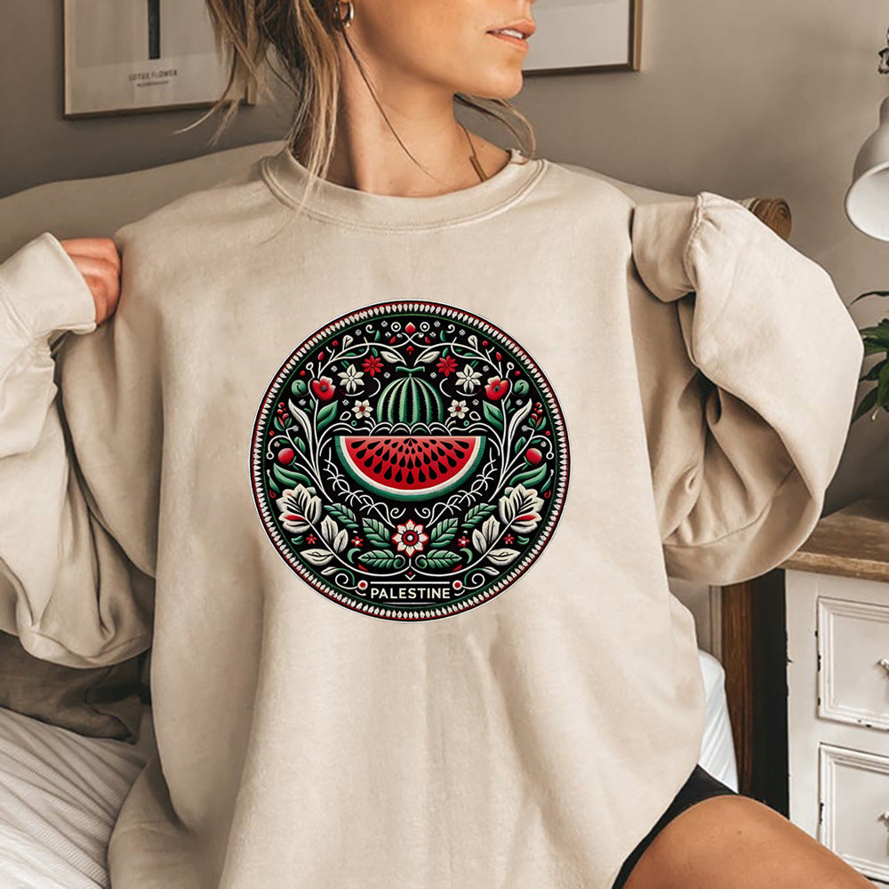 Cartoon Casual Watermelon Pattern Sports Sweater