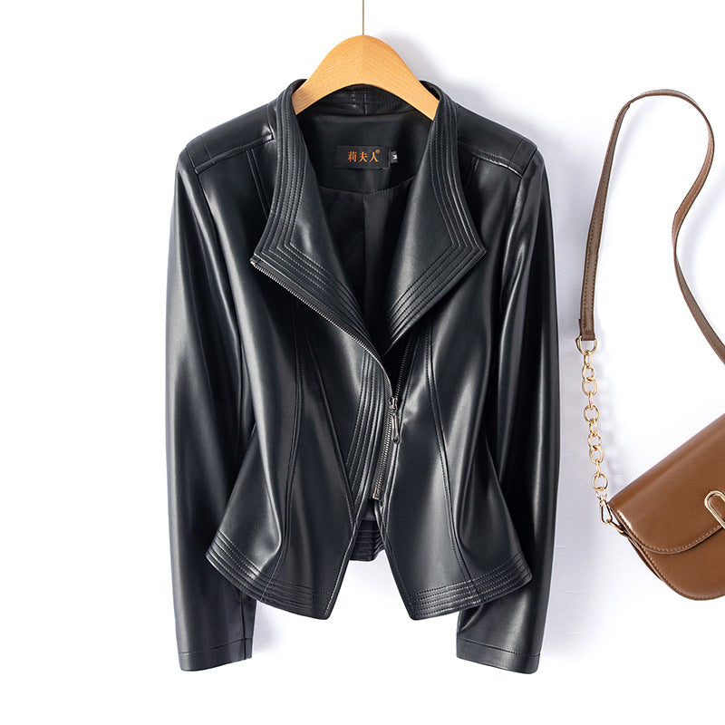 Women's Short Slim Leather Jacket