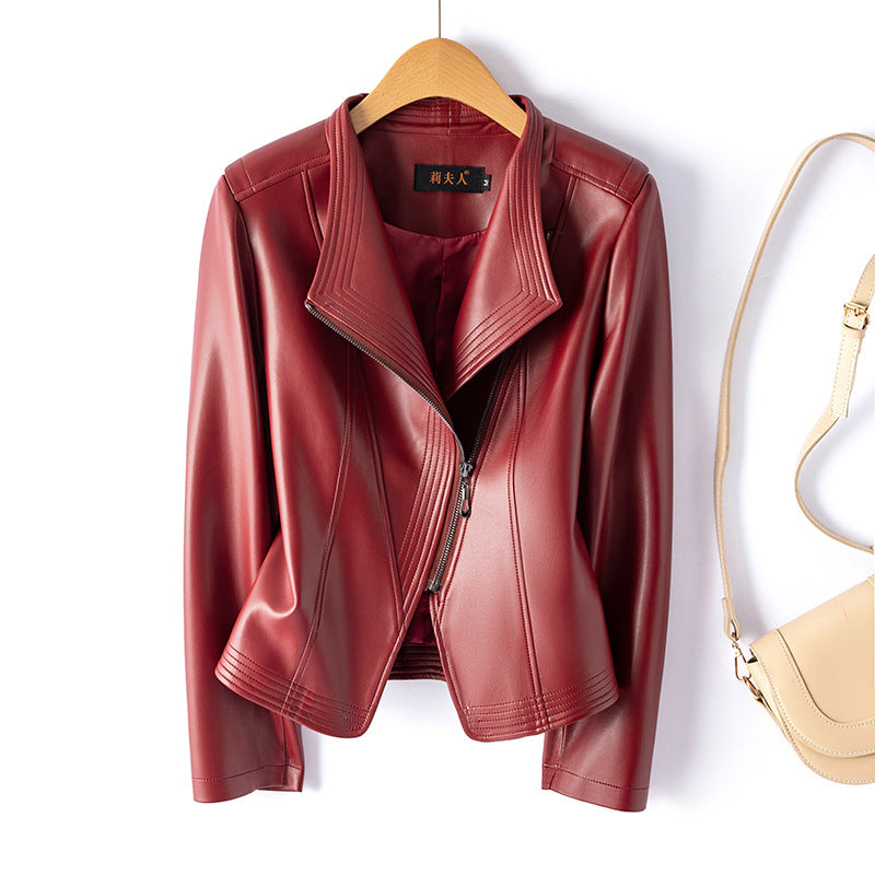 Women's Short Slim Leather Jacket