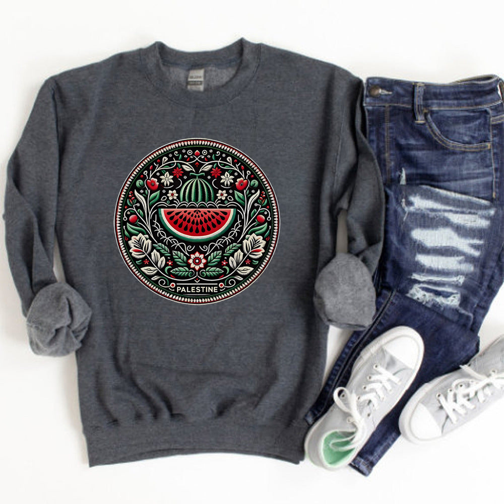 Cartoon Casual Watermelon Pattern Sports Sweater