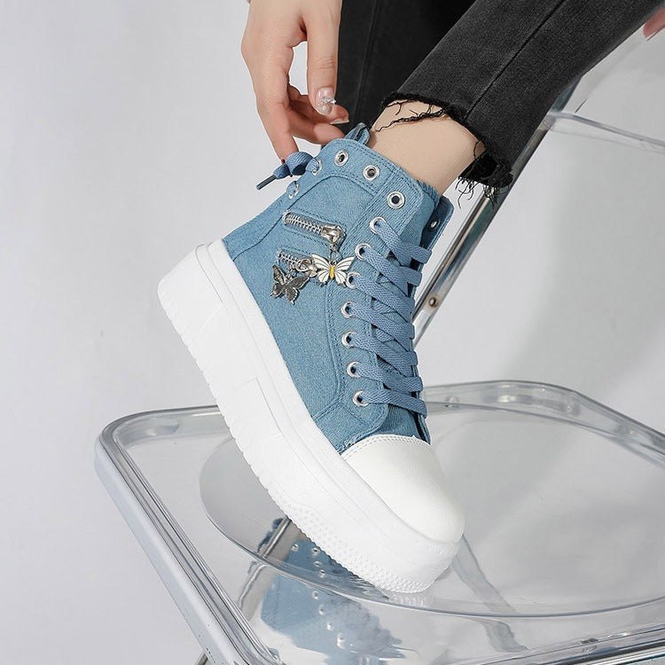 Butterfly Zipper Canvas Shoes