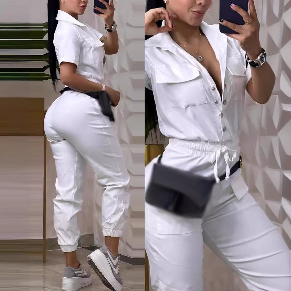 Casual Multi-pocket Waist Elastic Cargo
