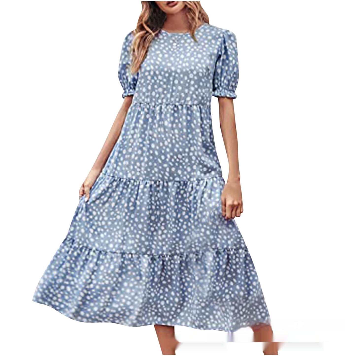 Printed Short Sleeves Dress Women