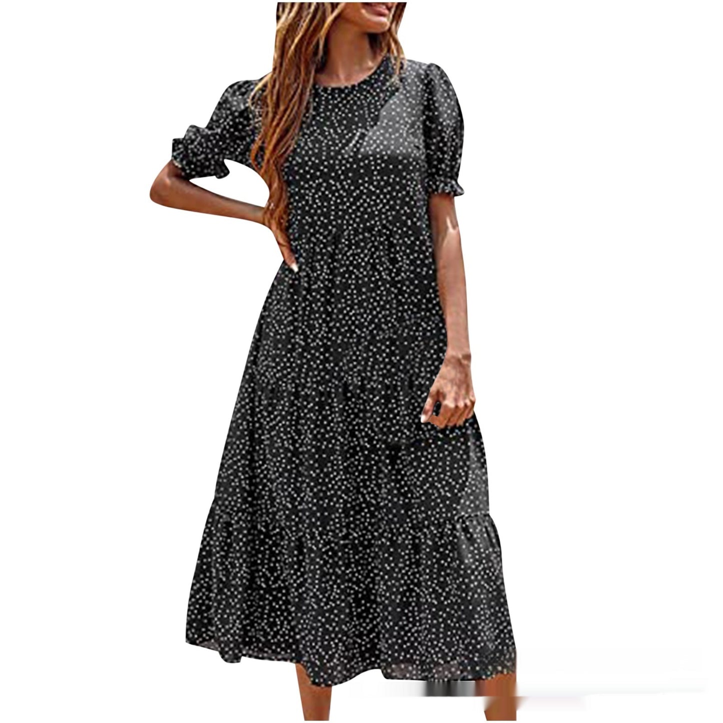 Printed Short Sleeves Dress Women