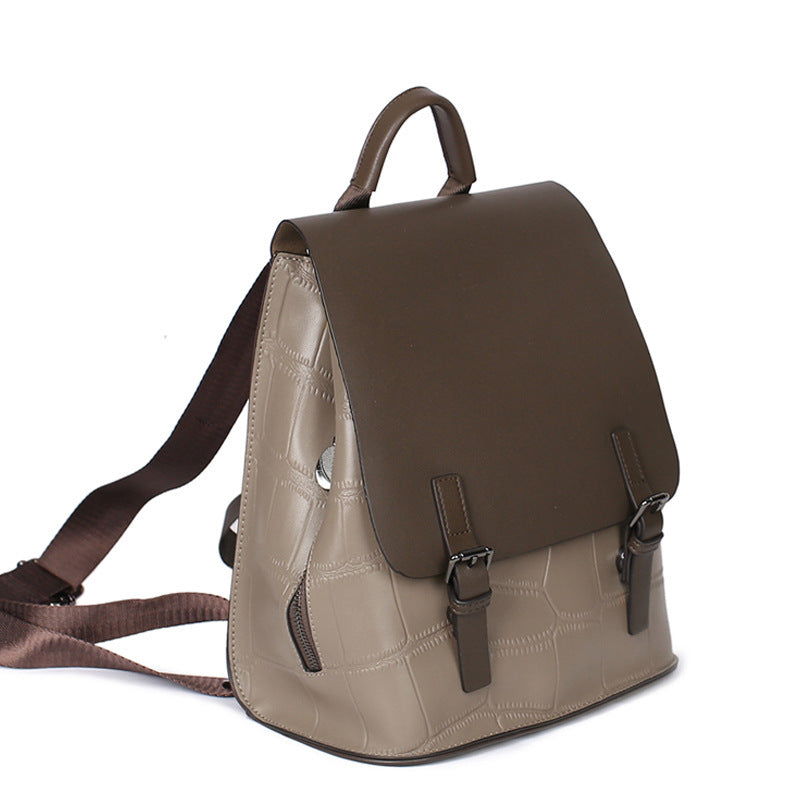 Genuine Leather Simple Backpack