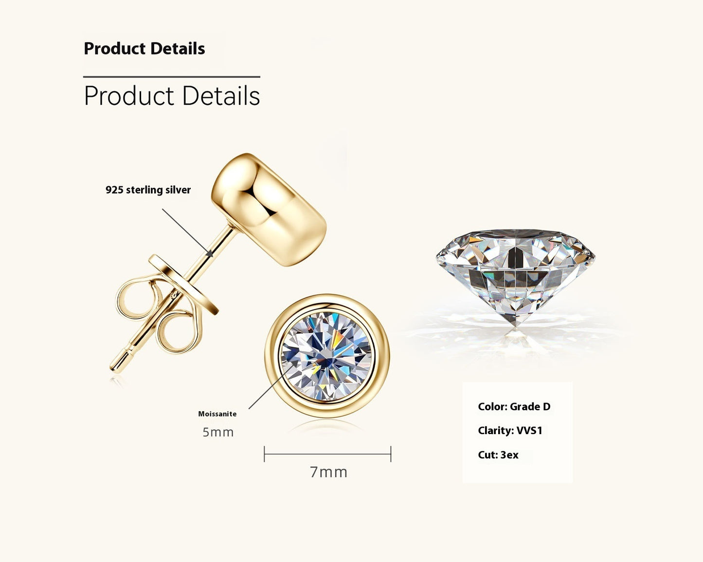 Round Moissanite Stud Earrings