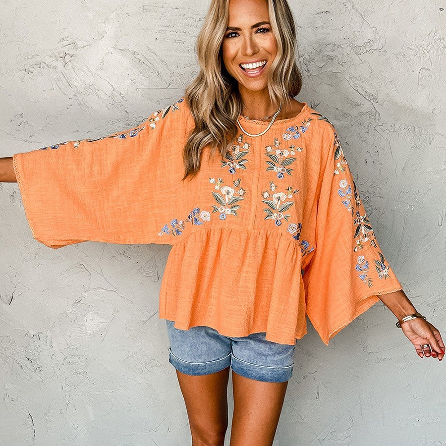 European And American Leisure Style Loose Round Neck