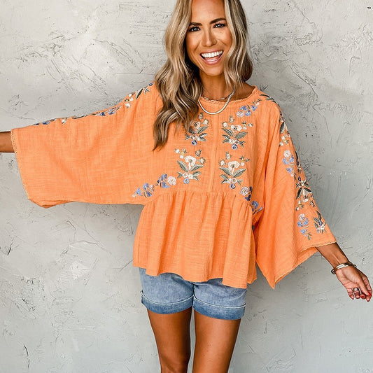 European And American Leisure Style Loose Round Neck