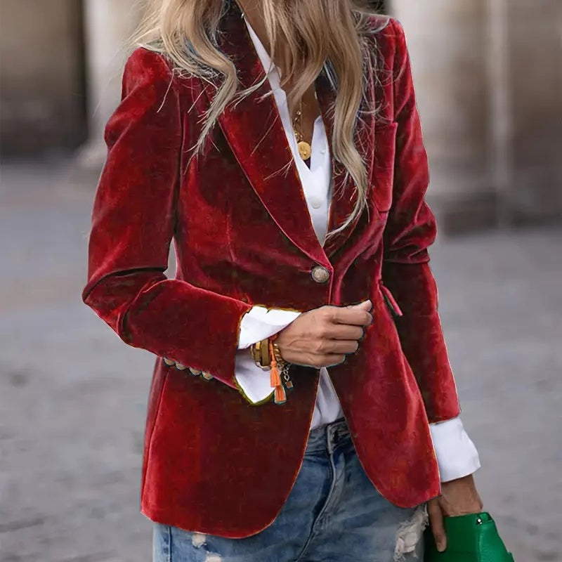 Gold Velvet Elegant Slim Fit Coat