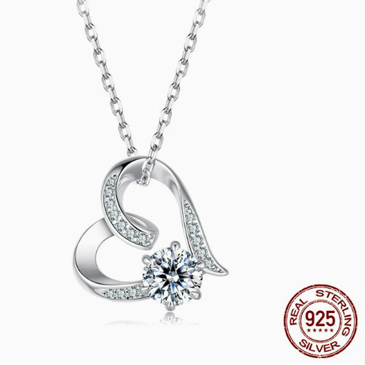 Sterling Silver Ring Moissanite Heart-shaped Jewelry