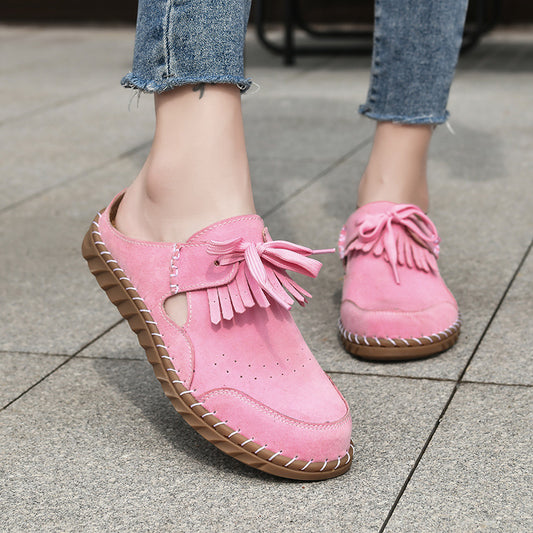 Handmade Stitching Women's Half Slippers