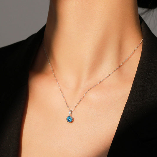 Women's Light Luxury Sea Blue Earrings Necklace