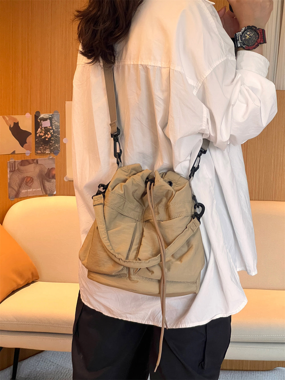 Multi-pocket Lightweight Bucket Bag
