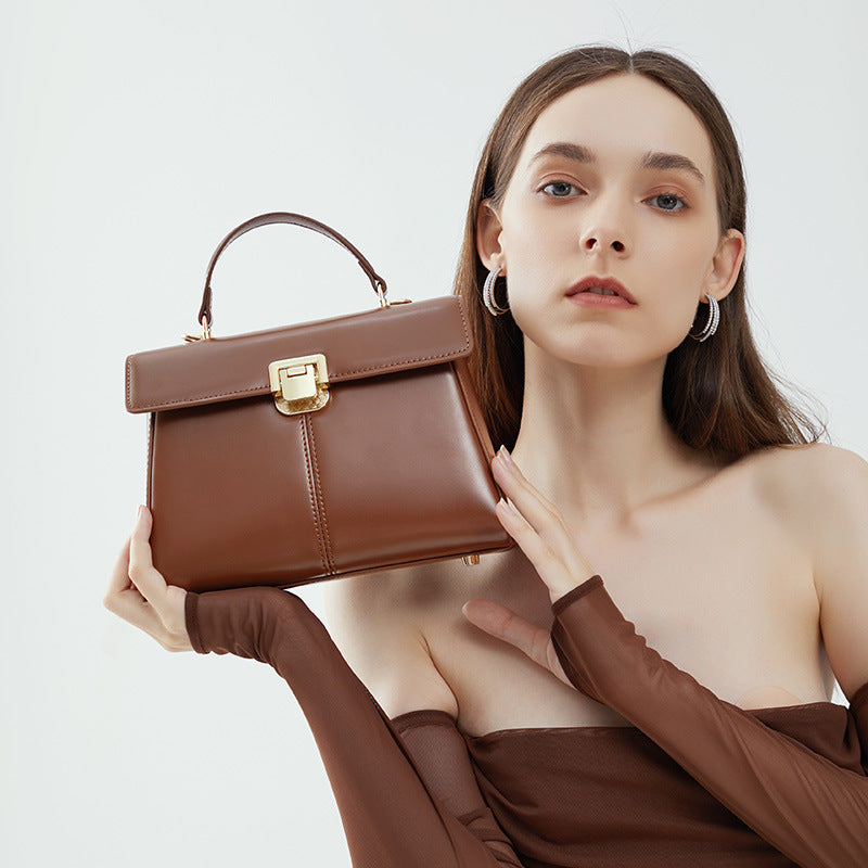 Women's Leather Vachette Clasp Portable Bag