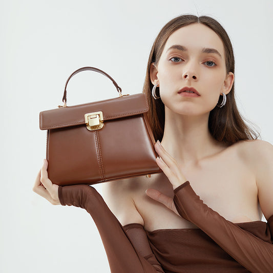Women's Leather Vachette Clasp Portable Bag