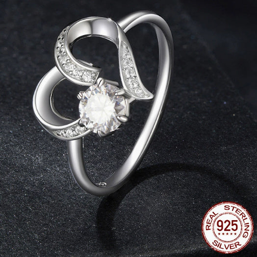 Sterling Silver Ring Moissanite Heart-shaped Jewelry