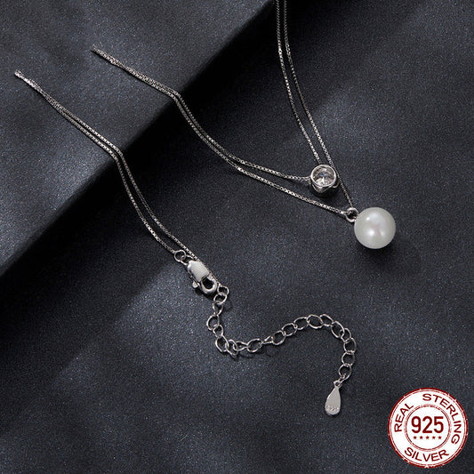 Silver Double-layer Chain Moissanite Necklace