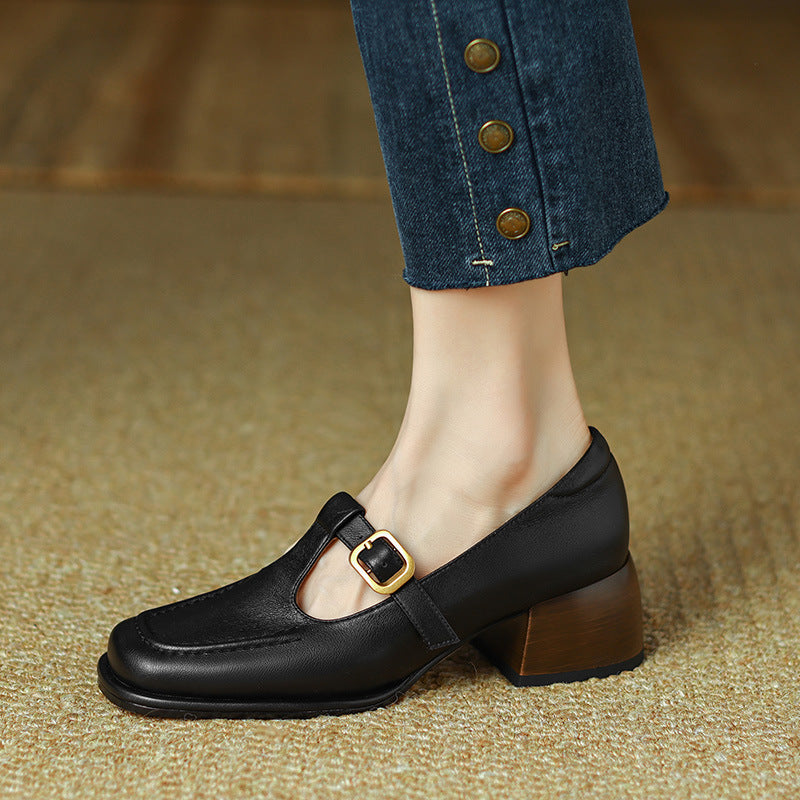 Mid Heel French Retro Brown