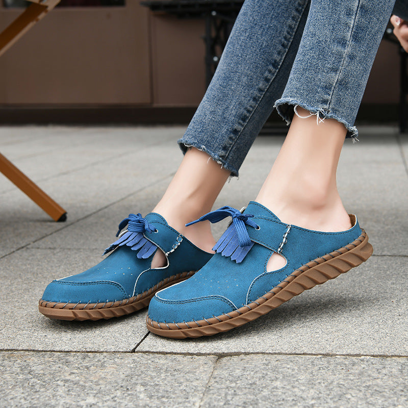 Handmade Stitching Women's Half Slippers