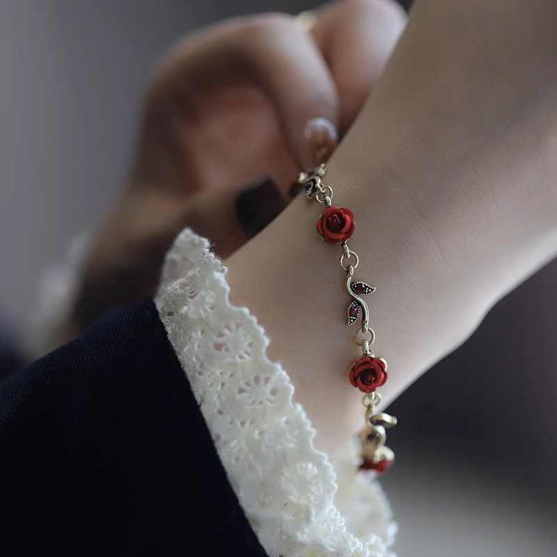 Romantic Rose Flower Bracele and Clavicle Chain