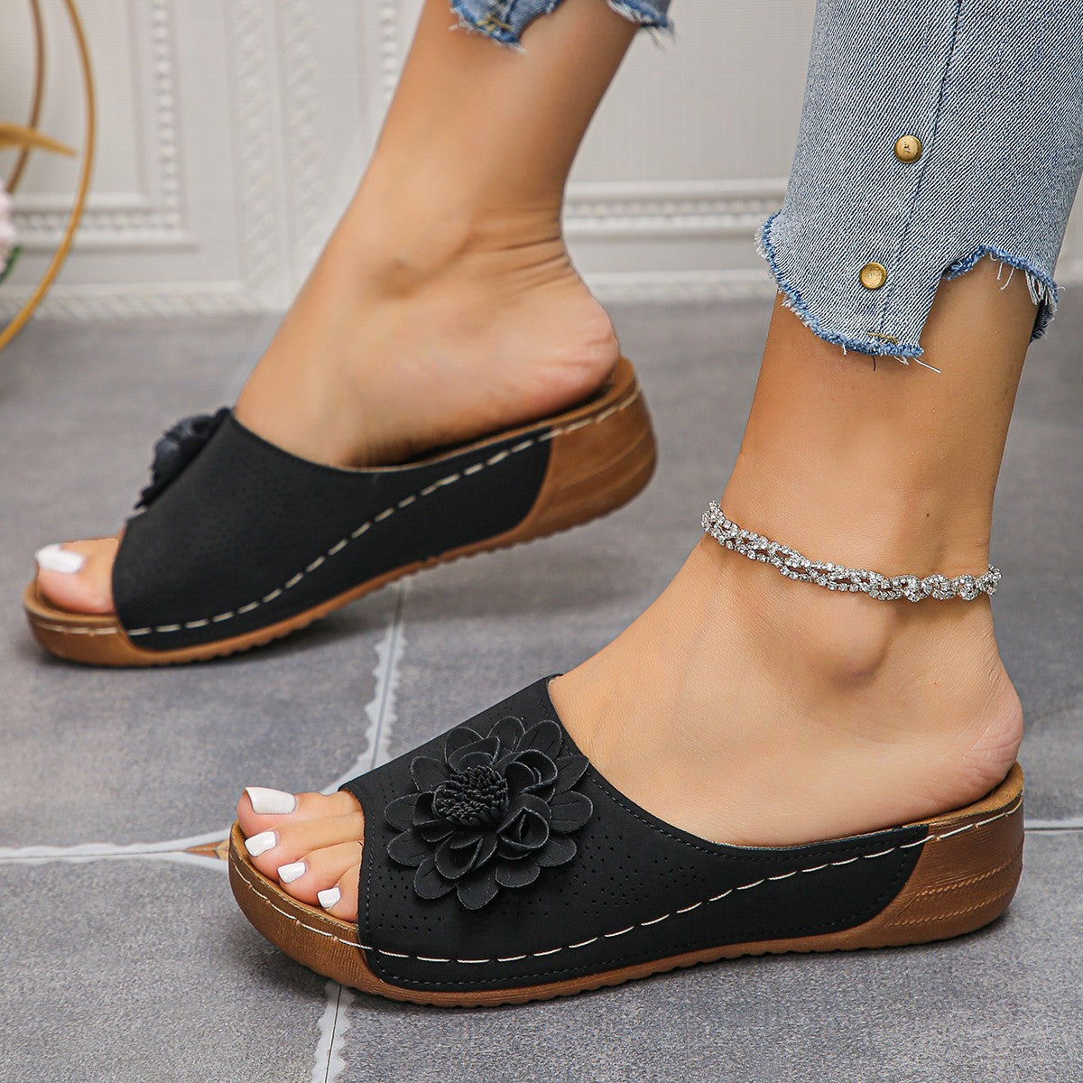 Flower Wedges Sandals