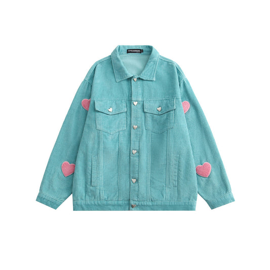 Love String Embroidery Corduroy Jacket