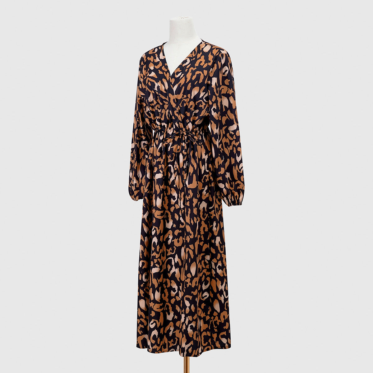 Women's V-neck Open-waisted Printed Dress