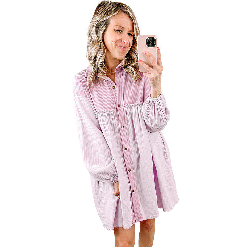 Thin Patchwork Sleeve Dress