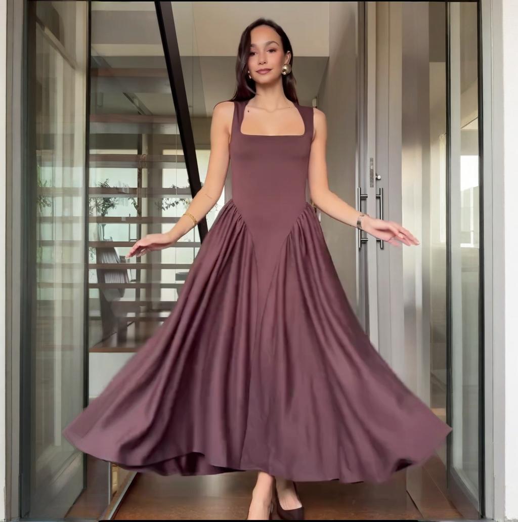 Women's Square Collar Slim Dress