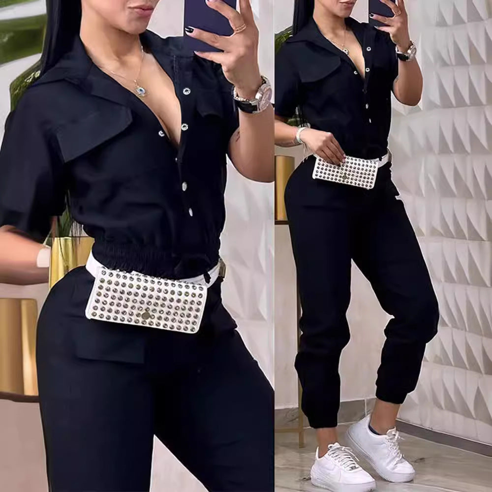 Casual Multi-pocket Waist Elastic Cargo