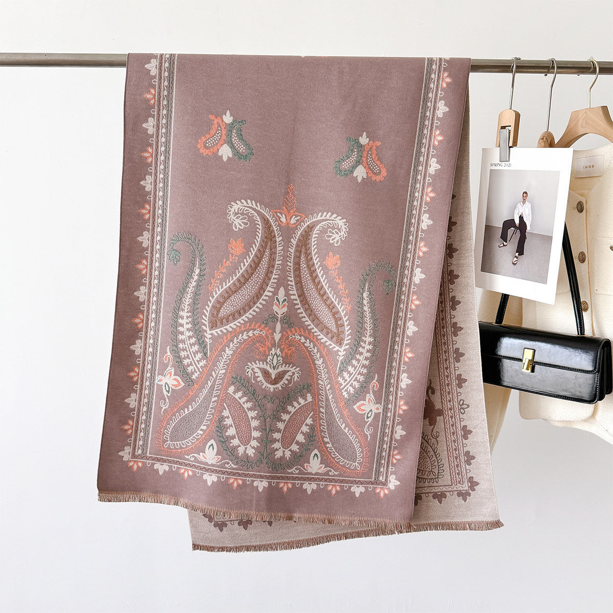 New Geometric Double-sided Dual-use Scarf Baggy Coat
